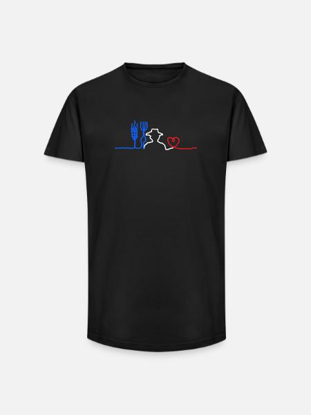 Peasant's 🇫🇷 Heart - Long Fit Men's T-Shirt - black