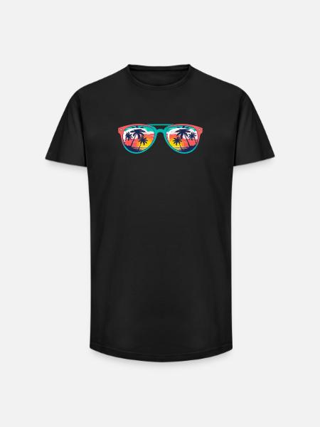 Sunset Palms Sunglasses - Long Fit Men's T-Shirt - black