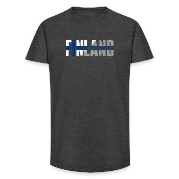 Finland Nordic Flag Stripe - Long Fit Men's T-Shirt - charcoal grey - Front - AI Model Male 185 light (185cm)
