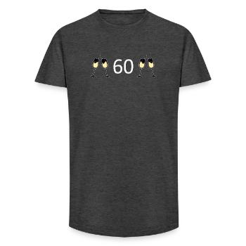 60th Birthday 60 Years Anniversary 60 Number 60 White - Long Fit Men's T-Shirt - charcoal grey - Front - AI Model Male 185 light (185cm)