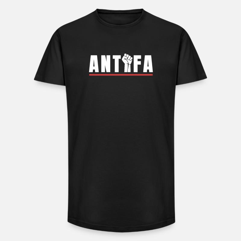 Antifa Protestfaust Antifaschistisches Statement - Long Fit Männer T-Shirt - Schwarz