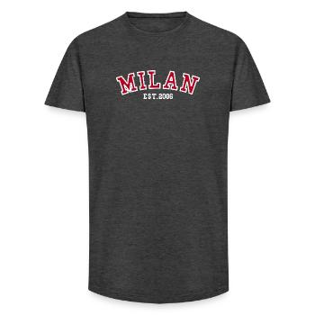Milan Est. 2006 - Long Fit Men's T-Shirt - charcoal grey - Front - AI Model Male 185 light (185cm)