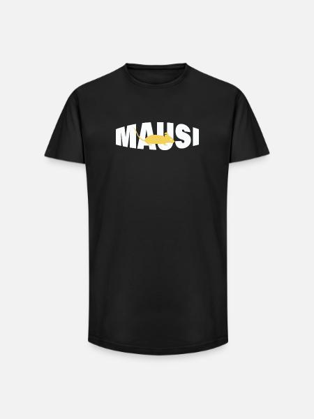 MAUSI - Long Fit Männer T-Shirt - Schwarz