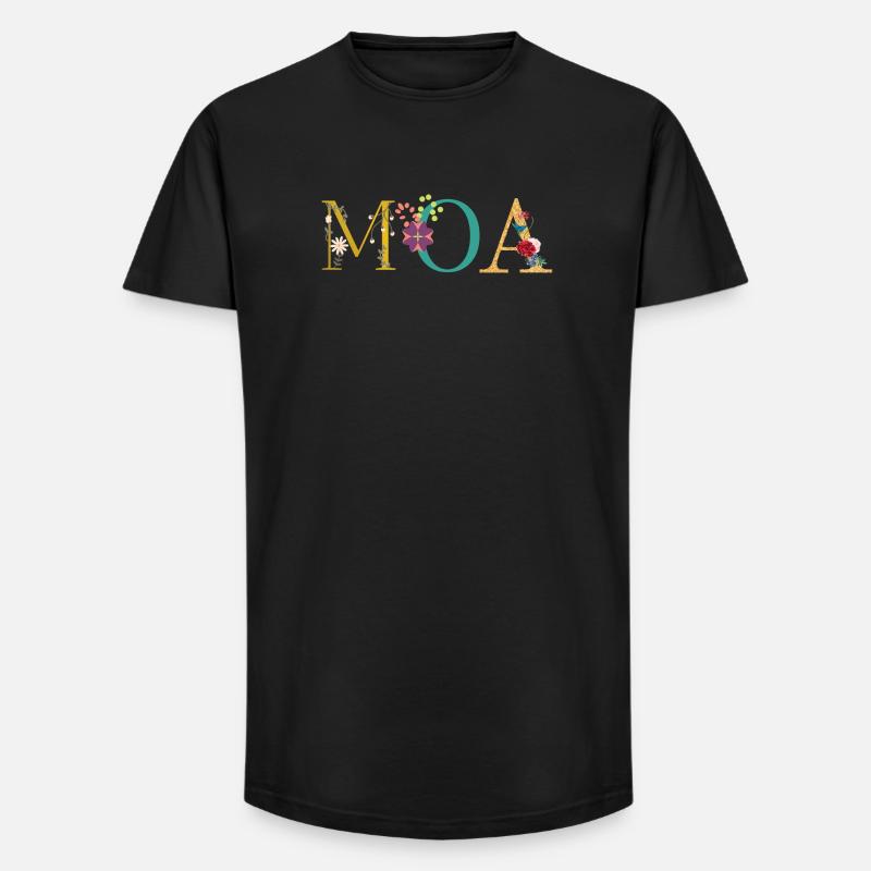 MOA Name mit Blumen geschmückt - Long Fit Männer T-Shirt - Schwarz