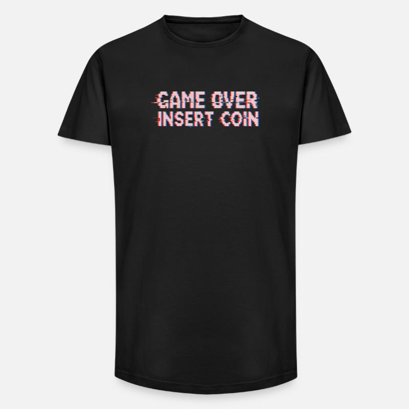 Retro Arcade Playing Pixel Glitch - Long Fit Men's T-Shirt - black