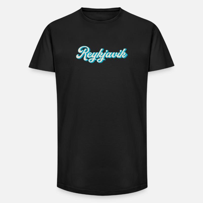 Reykjavik Neon Script - Long Fit Men's T-Shirt - black