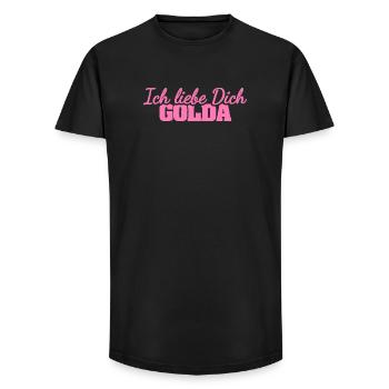 Dear Golda, - Long Fit Men's T-Shirt - black - Front - AI Model Male 185 light (185cm)