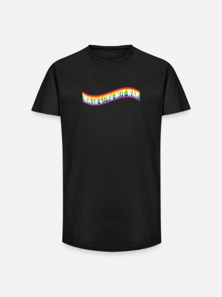 Faites l’amour, pas la guerre | Drapeau arc-en-ciel - T-shirt coupe longue homme - noir