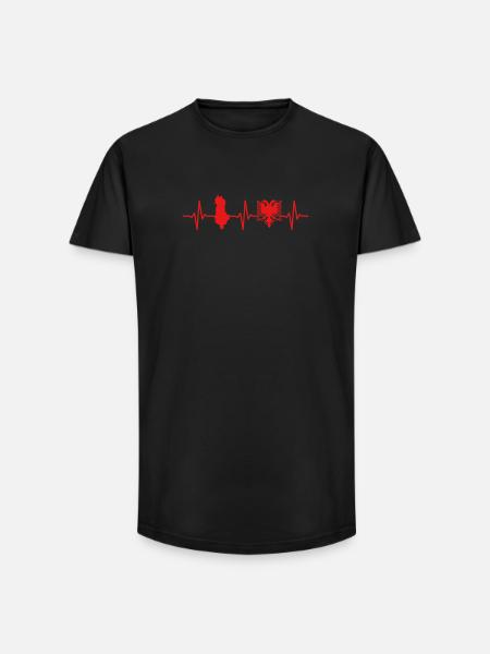 Albania Heartbeat Albanian Eagle - Long Fit Men's T-Shirt - black