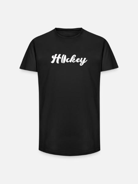 Hockey Script Flow – Elegant Logo Look - Long Fit Men's T-Shirt - black