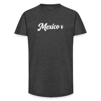 Scénario du Mexique avec un cœur de drapeau Patriotique - T-shirt coupe longue homme - charbon - Devant - AI Model Male 185 light (185cm)