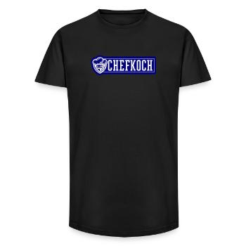 Chapeau de chef chef - T-shirt coupe longue homme - noir - Devant - AI Model Male 185 light (185cm)