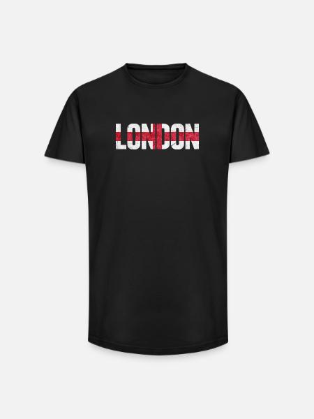 Londres, Angleterre - T-shirt coupe longue homme - noir