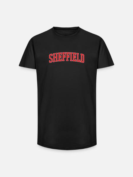 Sheffield Retro Varsity Lettering - Long Fit Men's T-Shirt - black