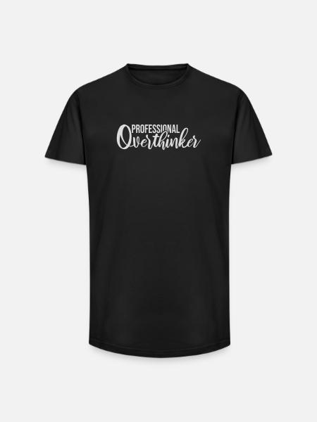 Professional Overthinker Funny Brooding Anxiety Logo - Long Fit Men's T-Shirt - black