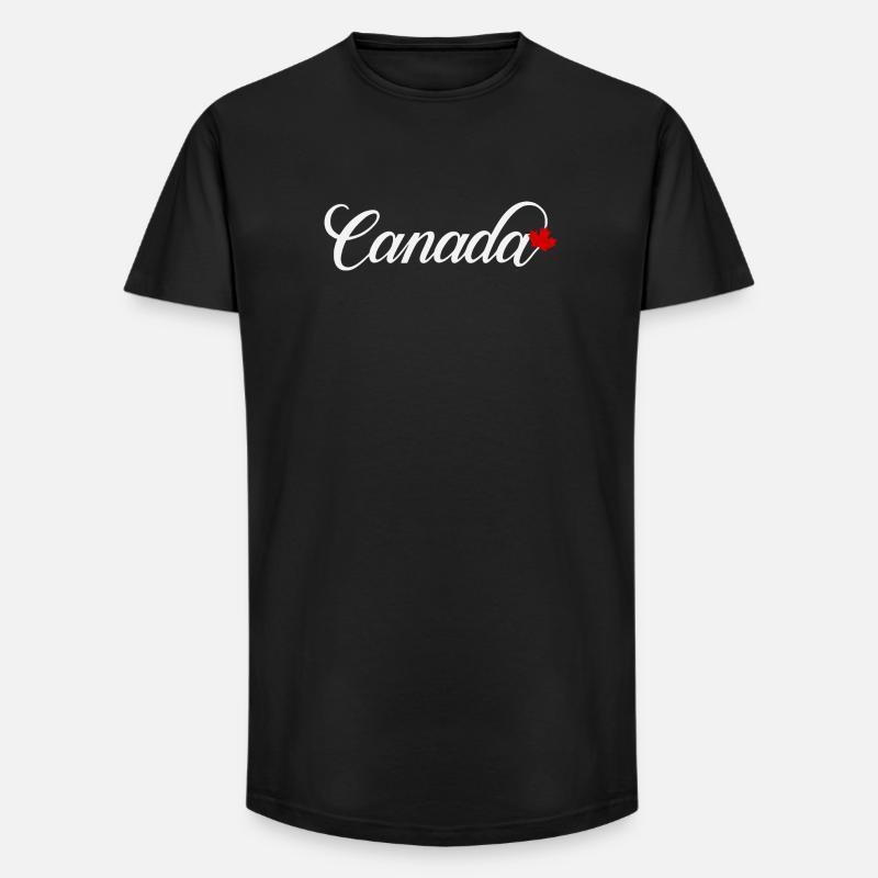 Canada Script with Maple Leaf - Long Fit Men's T-Shirt - black