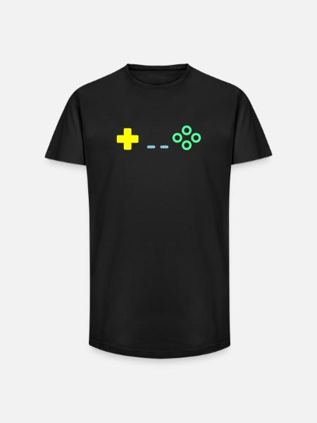 Gaming Controller Buttons Retro Vektor - Long Fit Männer T-Shirt - Schwarz