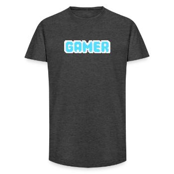 Gamer Pixel - T-shirt coupe longue homme - charbon - Devant - AI Model Male 185 light (185cm)