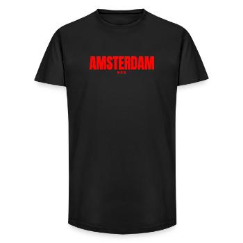 Amsterdam - T-shirt coupe longue homme - noir - Devant - AI Model Male 185 light (185cm)