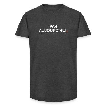 PAS AUJOURD’HUI – T-shirt humour lundi bureau - T-shirt coupe longue homme - charbon - Devant - AI Model Male 185 light (185cm)