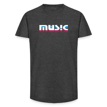3D Music Lettering with Stars - Long Fit Men's T-Shirt - charcoal grey - Front - AI Model Male 185 light (185cm)