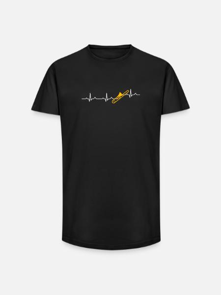 Heartbeat Trombone Trombone Player Trombonist - Long Fit Men's T-Shirt - black