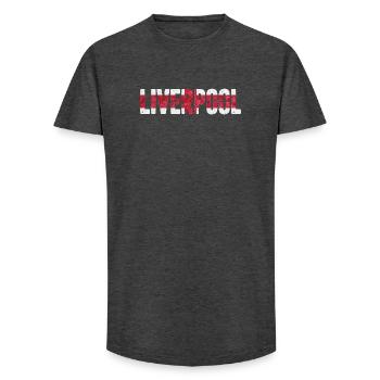 Liverpool England - Long Fit Men's T-Shirt - charcoal grey - Front - AI Model Male 185 light (185cm)