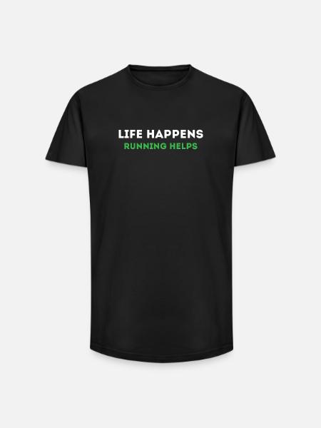 Life Happens. Running Helps. - Long Fit Men's T-Shirt - black