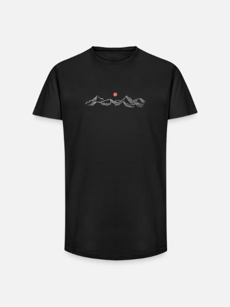 Crimson Sun Over Snowy Peaks - Long Fit Men's T-Shirt - black