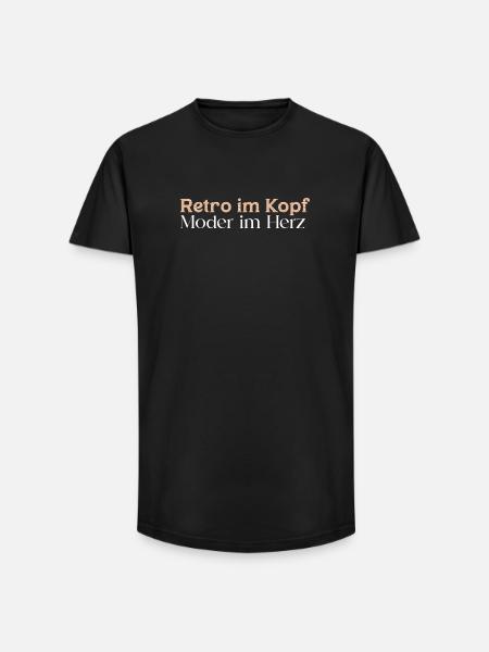 retro im kopf - Long Fit Männer T-Shirt - Schwarz