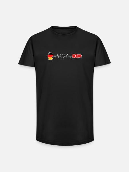 Heartbeat of Germany and Turkey - Long Fit Men's T-Shirt - black