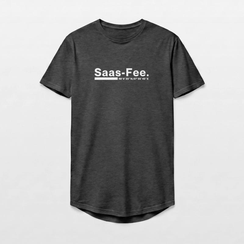 Saas-Fee coordinates Valais Switzerland Long Fit Men's T-Shirt