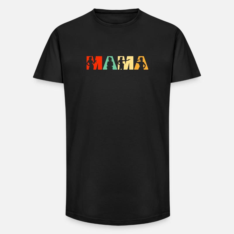 Polizei Mama Polizei Mutter Retro - Long Fit Männer T-Shirt - Schwarz