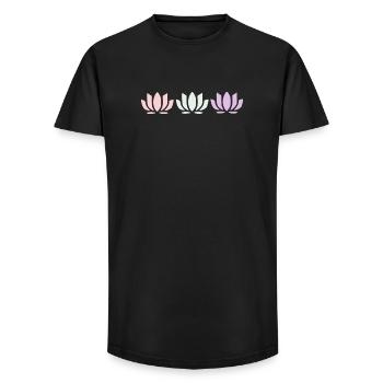 Lotus Flower Lotus Flowers Pastel Flower Blossom Yoga - Long Fit Men's T-Shirt - black - Front - AI Model Male 185 light (185cm)