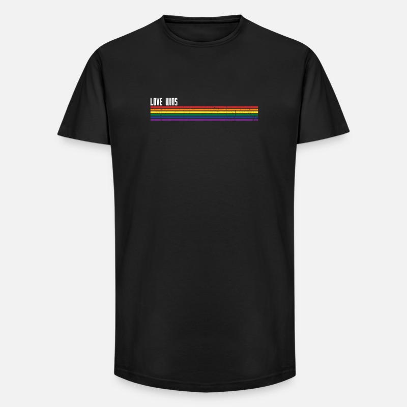 Regenbogen Streifen Pride Overlay - Long Fit Männer T-Shirt - Schwarz