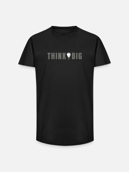 Think big - Light bulb motif & lettering - Long Fit Men's T-Shirt - black