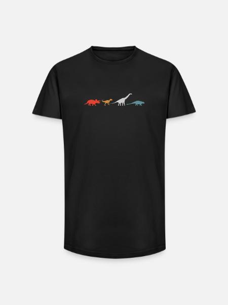 Dino Dinosaur Rétro - T-shirt coupe longue homme - noir