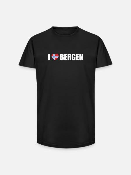I love Bergen Norway - Long Fit Men's T-Shirt - black