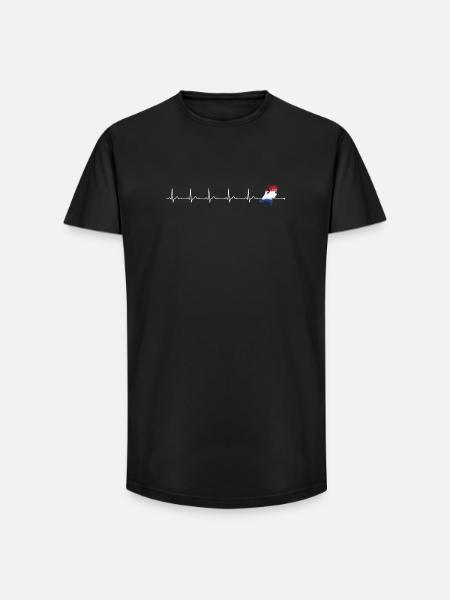 Heartbeat drapeau netheland - T-shirt coupe longue homme - noir