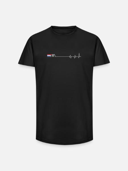 Dutch Bicycle Heartbeat - Long Fit Men's T-Shirt - black