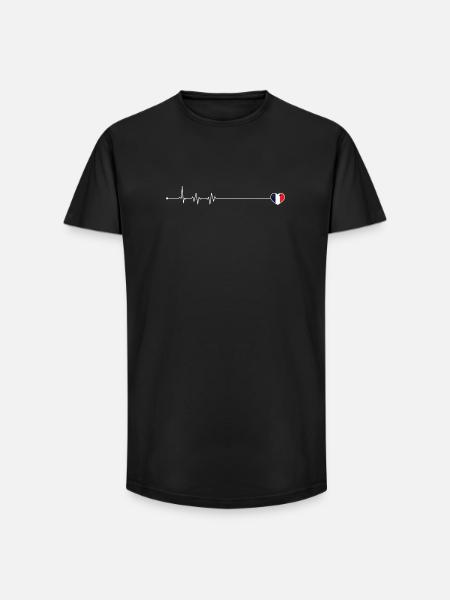 Heartbeat love france flag - Long Fit Men's T-Shirt - black