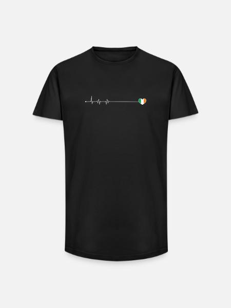 Heartbeat ireland flag - Long Fit Men's T-Shirt - black