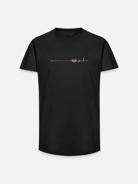 Heartbeat latvia flag - Long Fit Men's T-Shirt - black