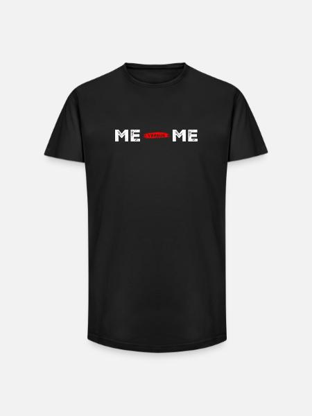 Moi Pinceau Rouge Split Portrait - T-shirt coupe longue homme - noir