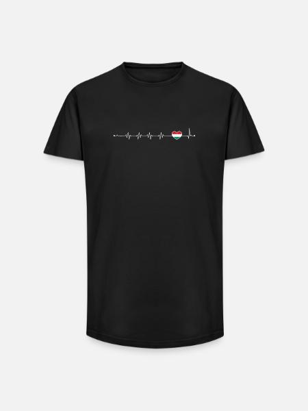 Drapeau italien Heartbeat - T-shirt coupe longue homme - noir