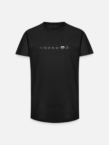 Heartbeat slovak flag - Long Fit Men's T-Shirt - black
