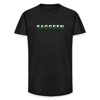 Saggsen / Sachsen - Long Fit Männer T-Shirt - Schwarz - Vorne - AI Model Male 185 light (185cm)