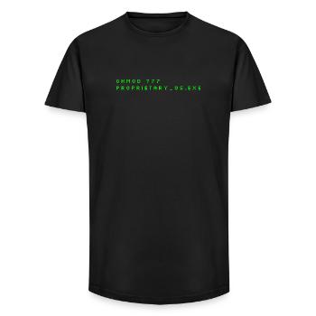 chmod 777 proprietary_os.exe - Humour Geek  Tshirt - T-shirt coupe longue homme - noir - Devant - AI Model Male 185 light (185cm)