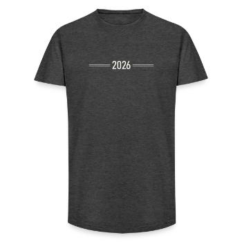 2026_linie - Long Fit Men's T-Shirt - charcoal grey - Front - AI Model Male 185 light (185cm)