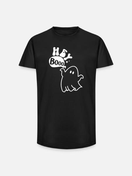 Halloween ghost knows Hey Booo - Long Fit Men's T-Shirt - black